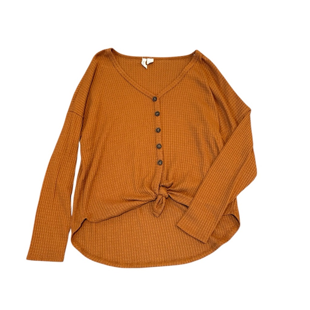 Sky and Sparrow Burnt Orange Button-Down Top